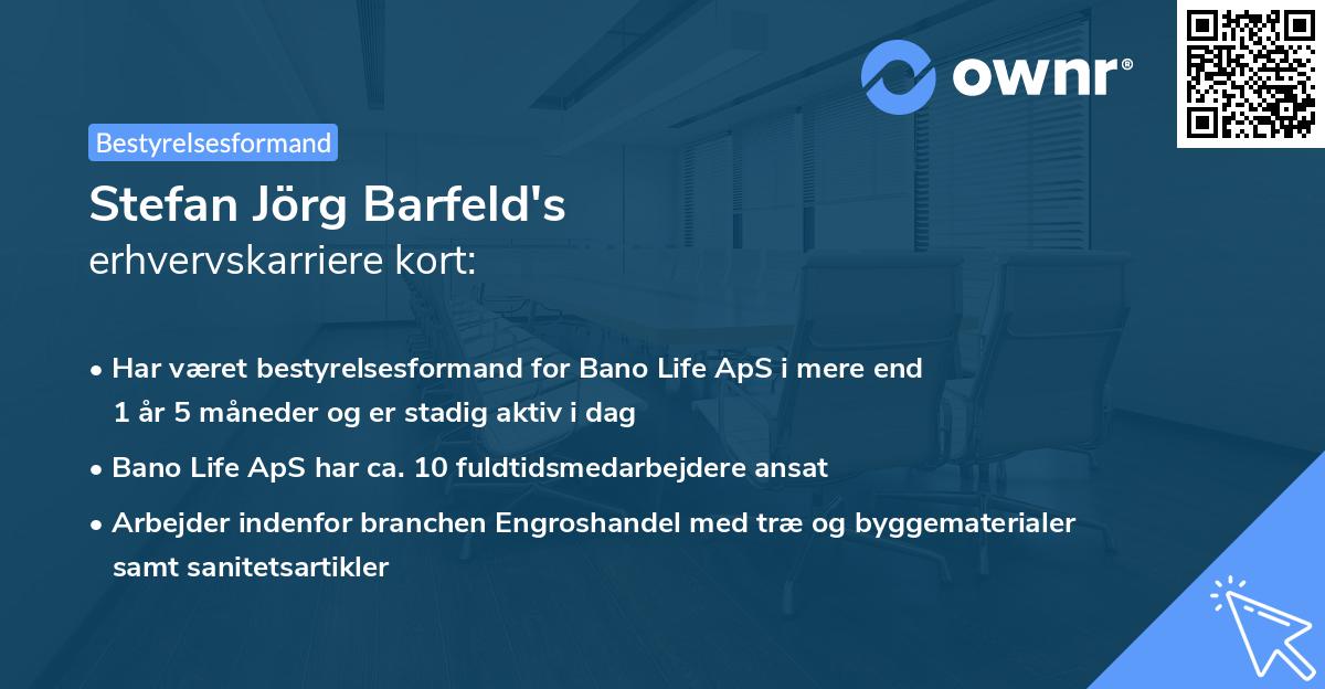 Stefan Jörg Barfeld's erhvervskarriere kort