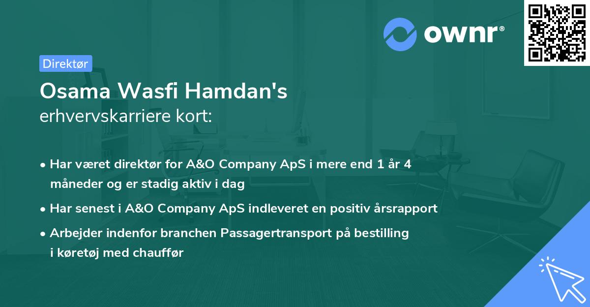 Osama Wasfi Hamdan's erhvervskarriere kort