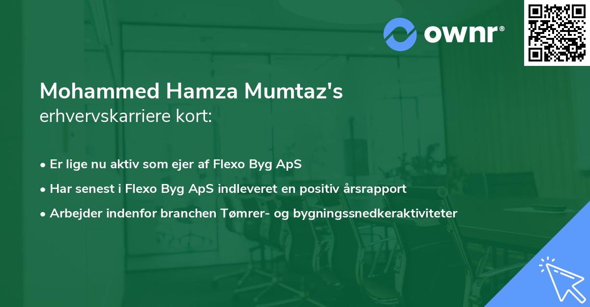 Mohammed Hamza Mumtaz's erhvervskarriere kort