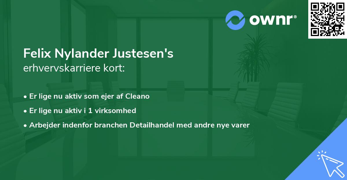 Felix Nylander Justesen's erhvervskarriere kort