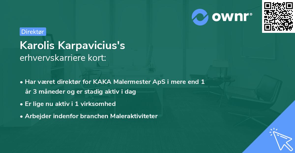 Karolis Karpavicius's erhvervskarriere kort