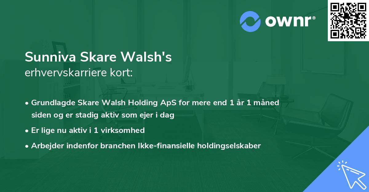 Sunniva Skare Walsh's erhvervskarriere kort