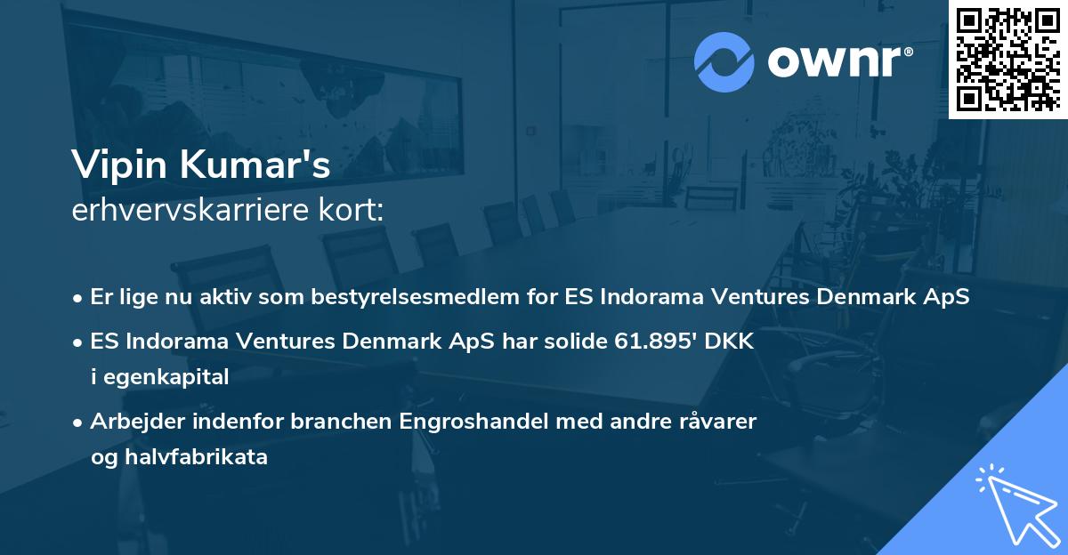 Vipin Kumar's erhvervskarriere kort
