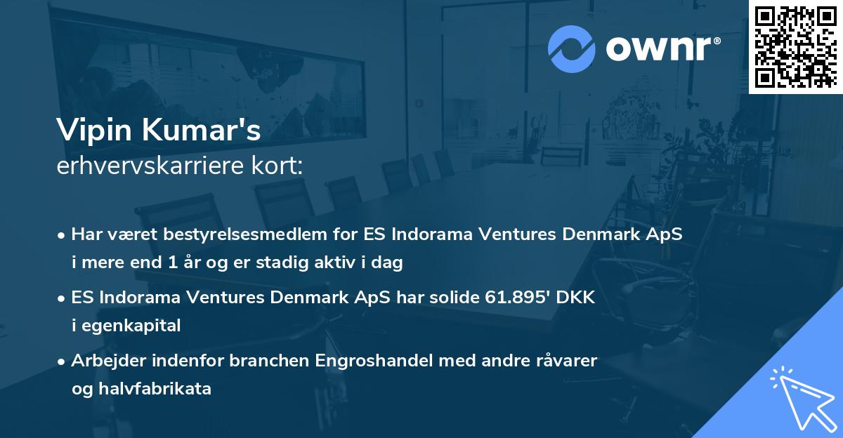 Vipin Kumar's erhvervskarriere kort
