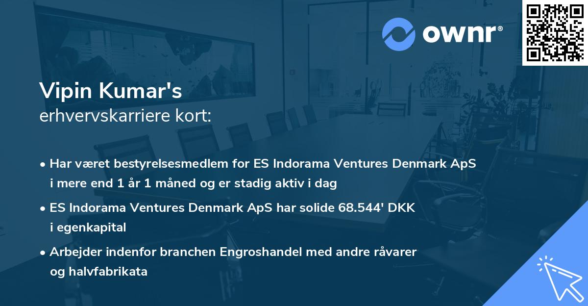 Vipin Kumar's erhvervskarriere kort