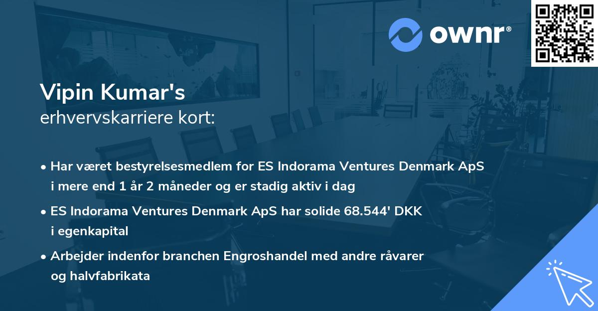 Vipin Kumar's erhvervskarriere kort