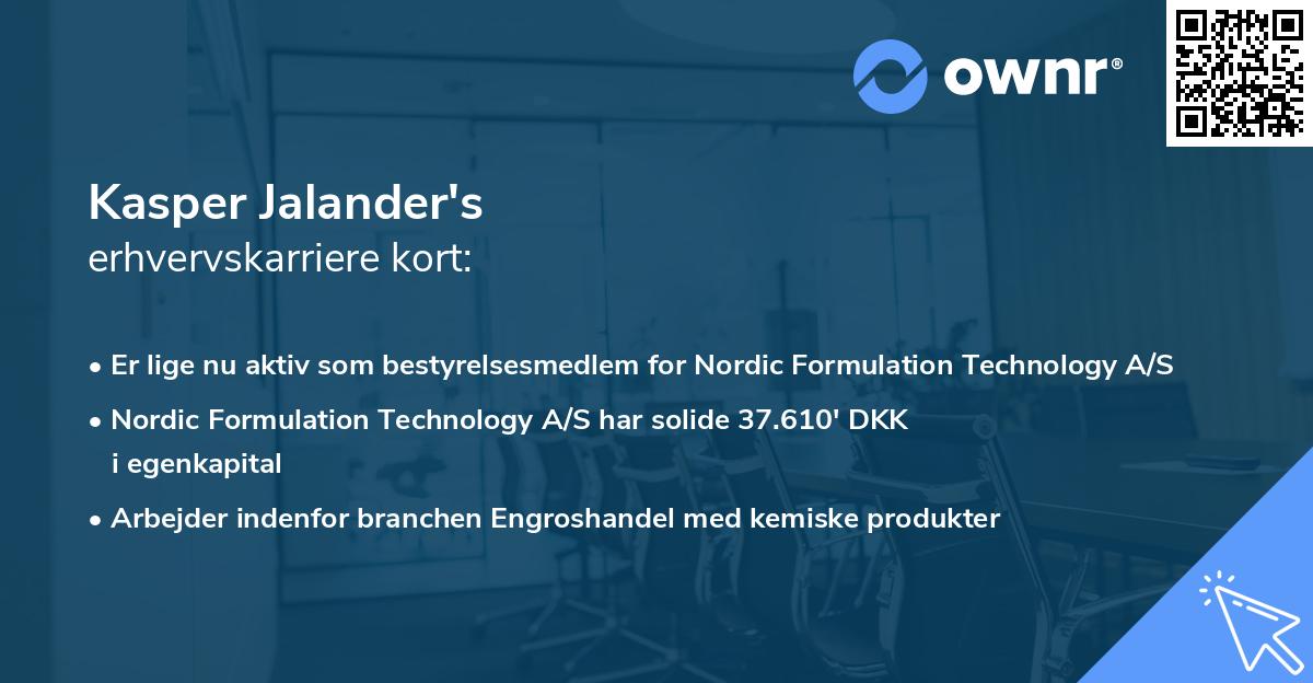 Kasper Jalander's erhvervskarriere kort