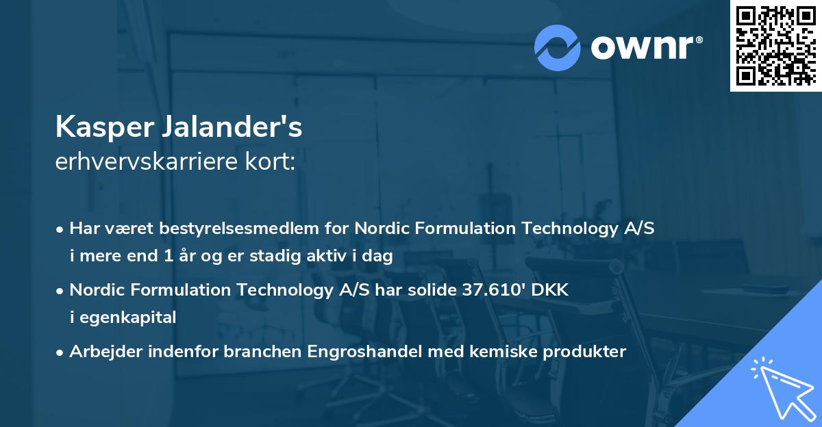 Kasper Jalander's erhvervskarriere kort