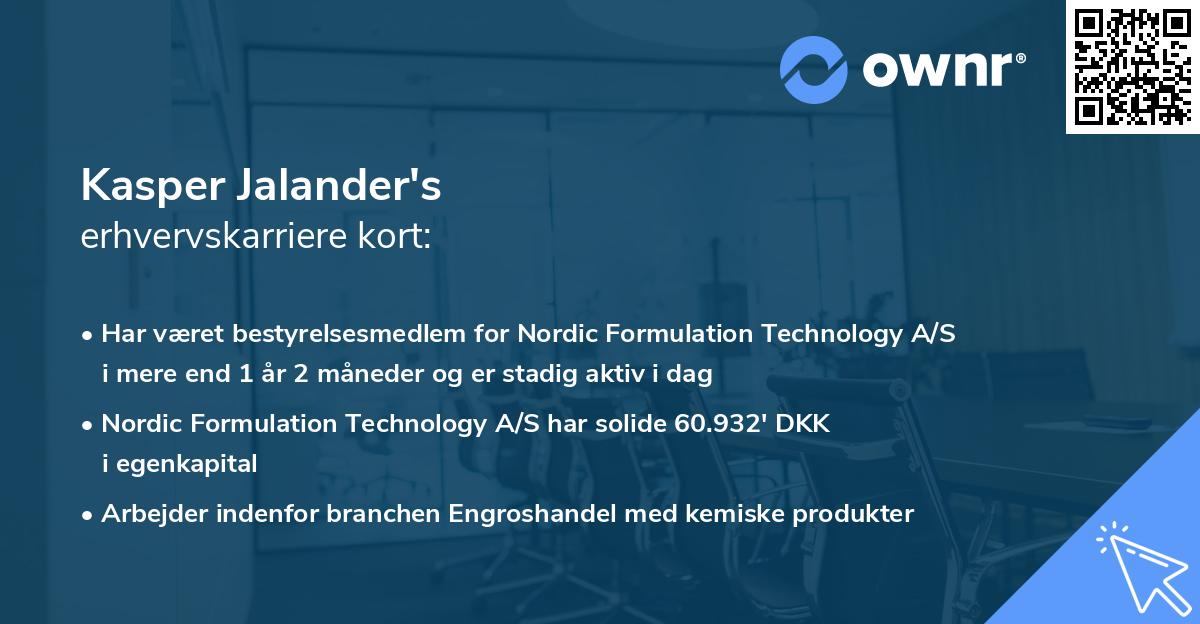 Kasper Jalander's erhvervskarriere kort