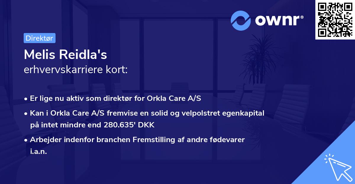 Melis Reidla's erhvervskarriere kort