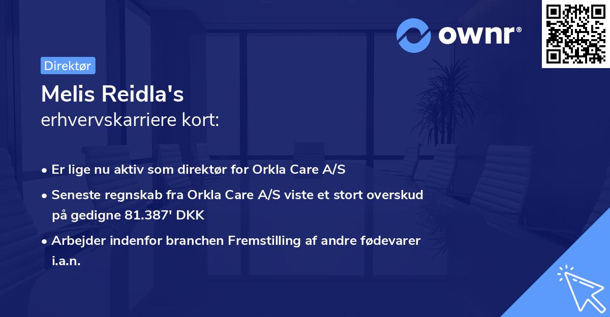 Melis Reidla's erhvervskarriere kort