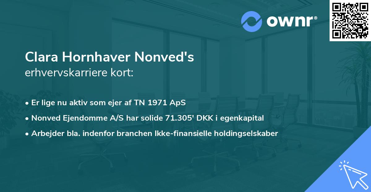 Clara Hornhaver Nonved's erhvervskarriere kort
