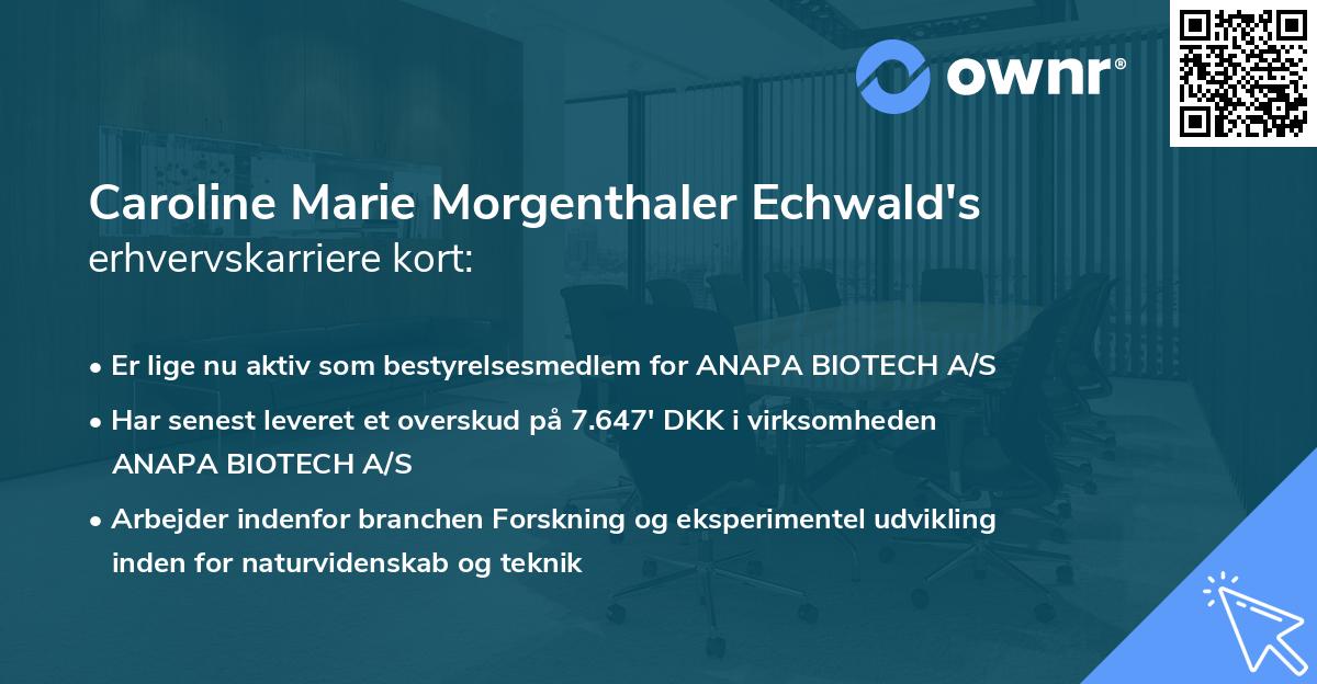 Caroline Marie Morgenthaler Echwald's erhvervskarriere kort