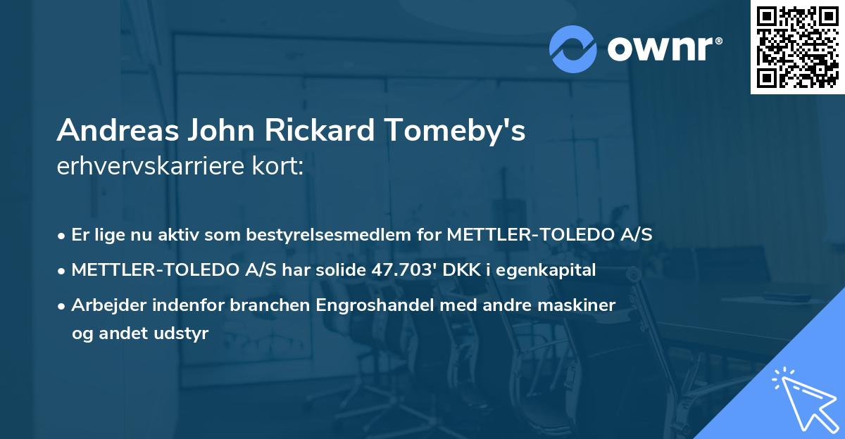 Andreas John Rickard Tomeby's erhvervskarriere kort