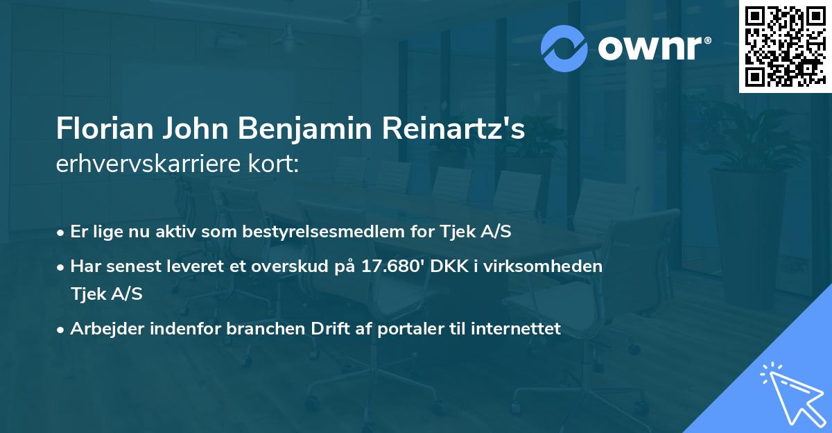 Florian John Benjamin Reinartz's erhvervskarriere kort