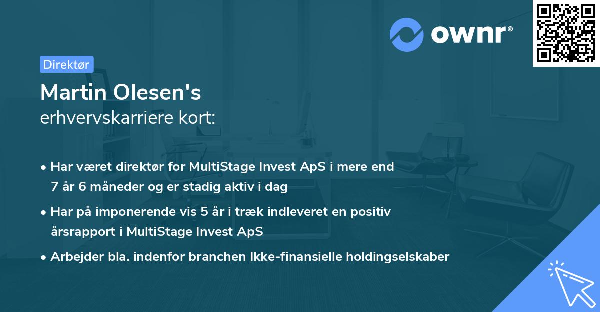 Martin Olesen's erhvervskarriere kort