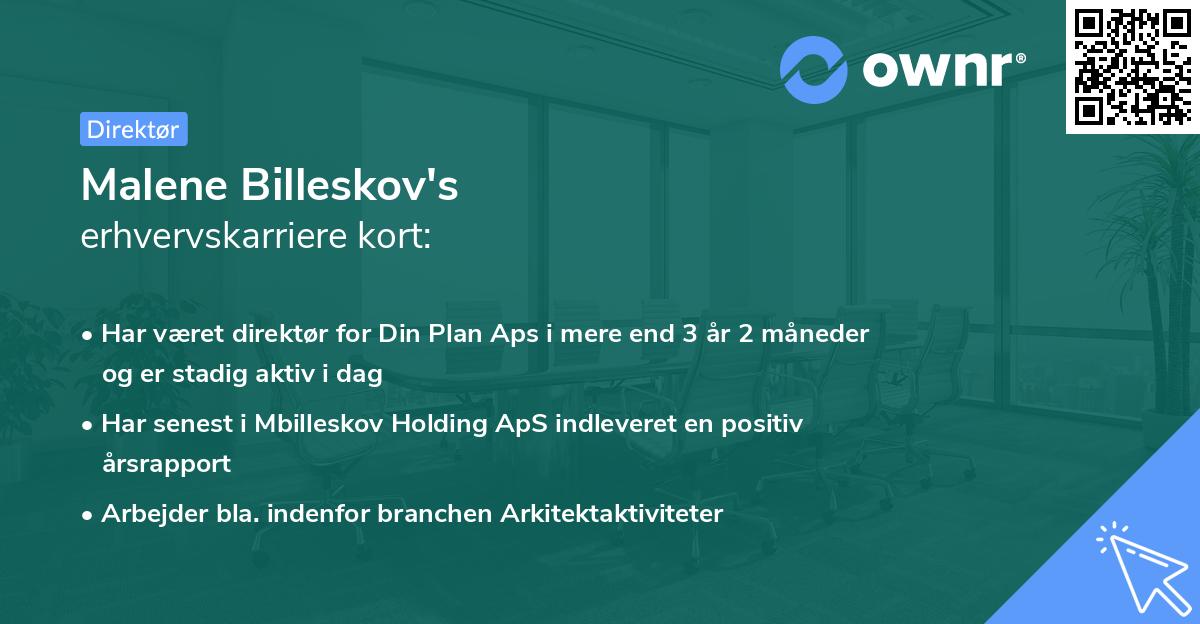 Malene Billeskov's erhvervskarriere kort