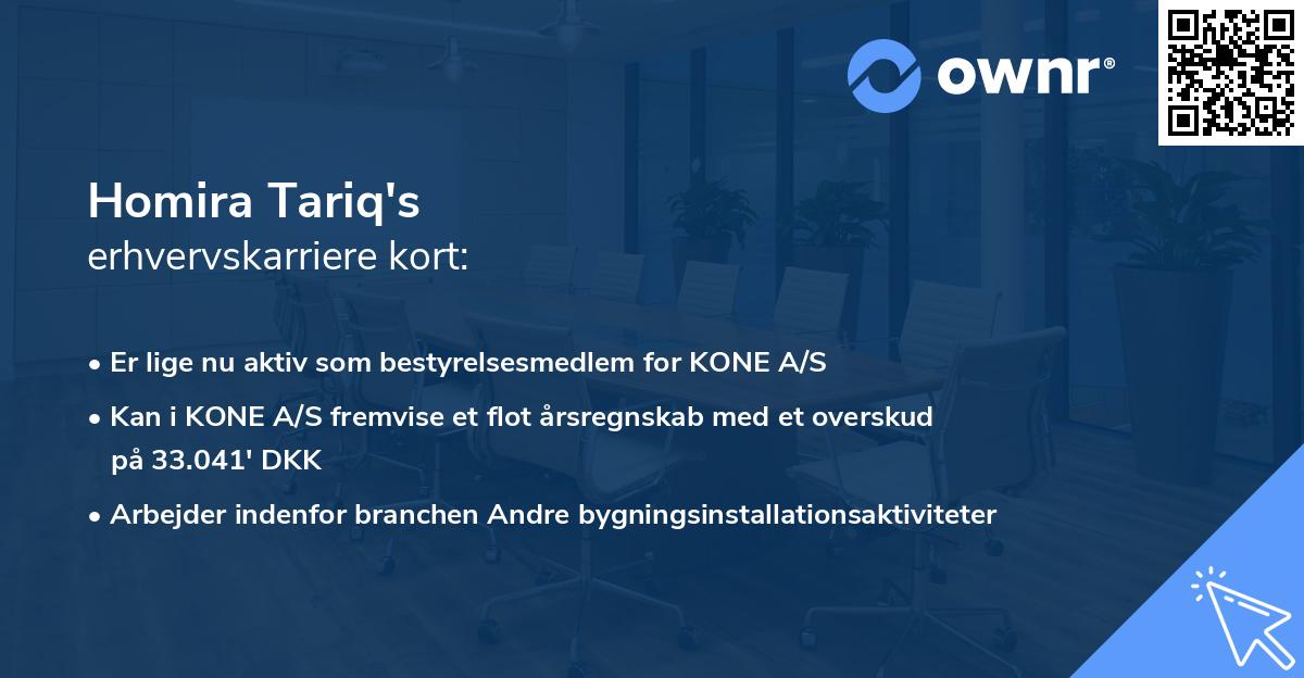 Homira Tariq's erhvervskarriere kort