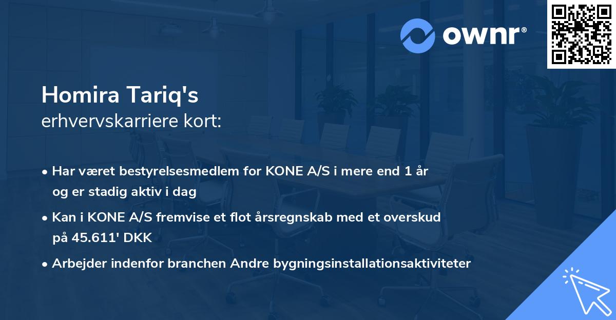 Homira Tariq's erhvervskarriere kort