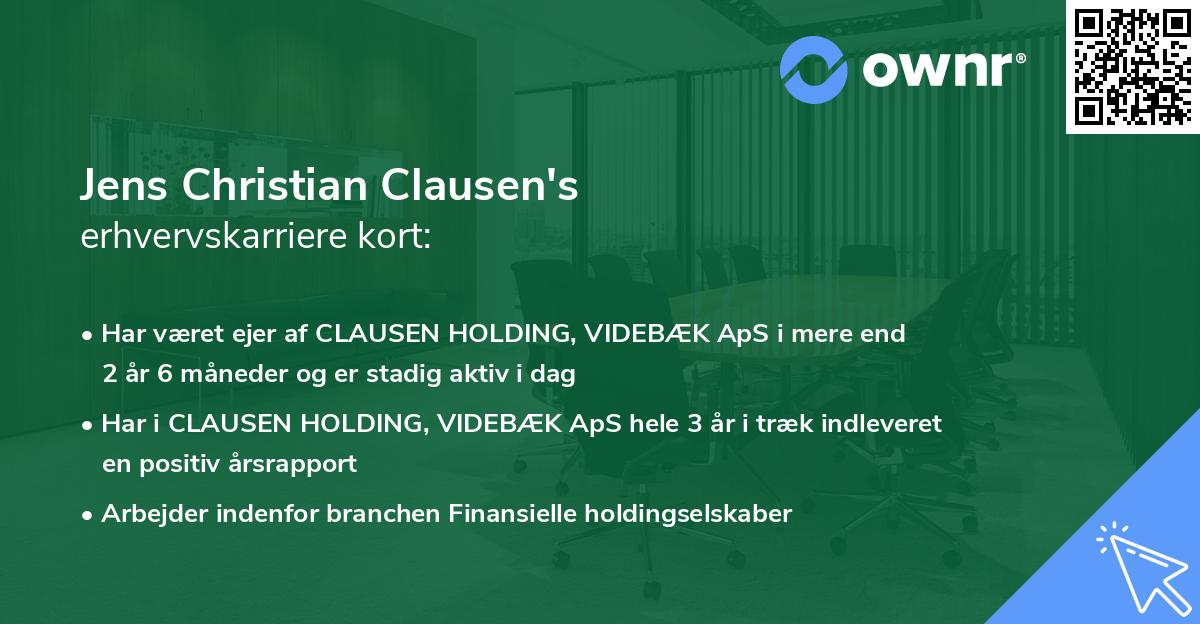 Jens Christian Clausen's erhvervskarriere kort