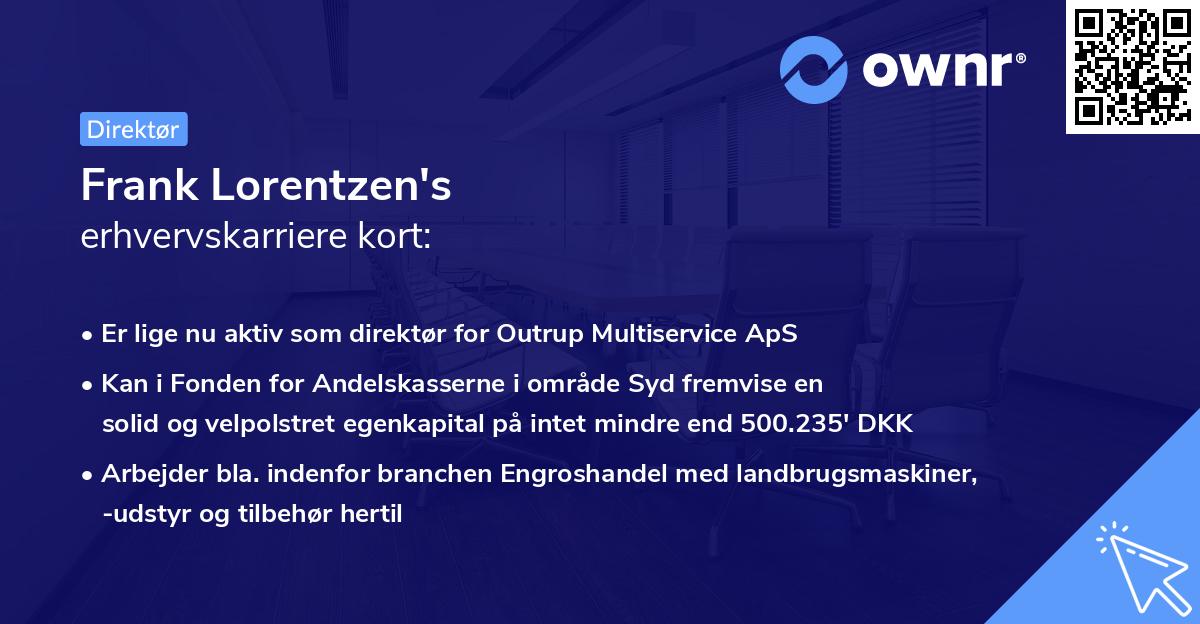 Frank Lorentzen's erhvervskarriere kort