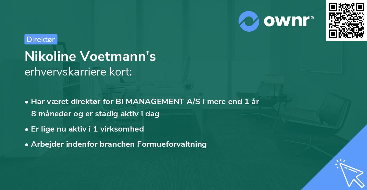 Nikoline Voetmann's erhvervskarriere kort