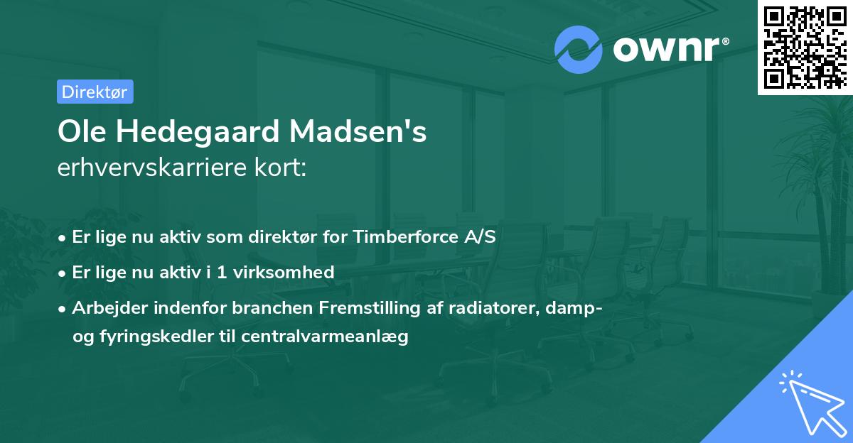 Ole Hedegaard Madsen's erhvervskarriere kort