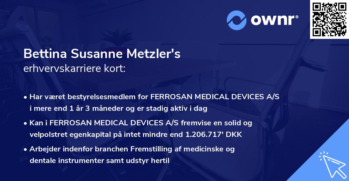 Bettina Susanne Metzler's erhvervskarriere kort