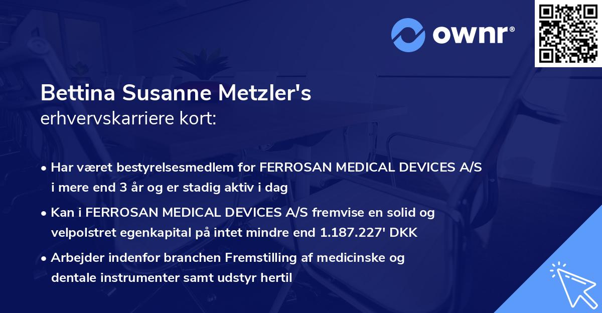 Bettina Susanne Metzler's erhvervskarriere kort