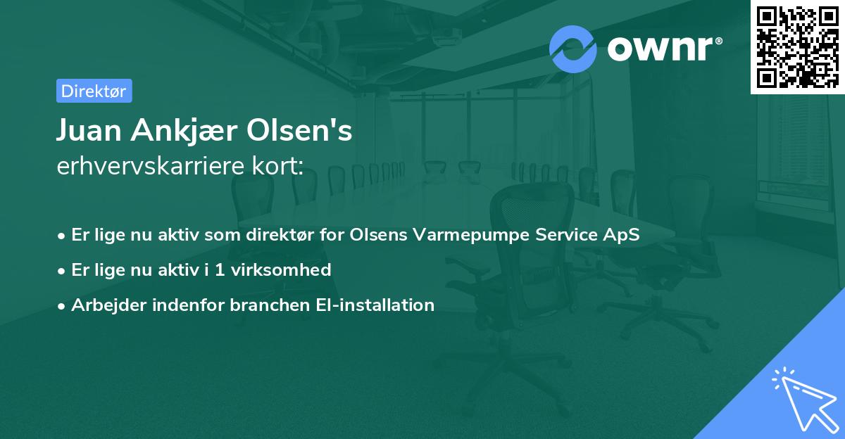 Juan Ankjær Olsen's erhvervskarriere kort