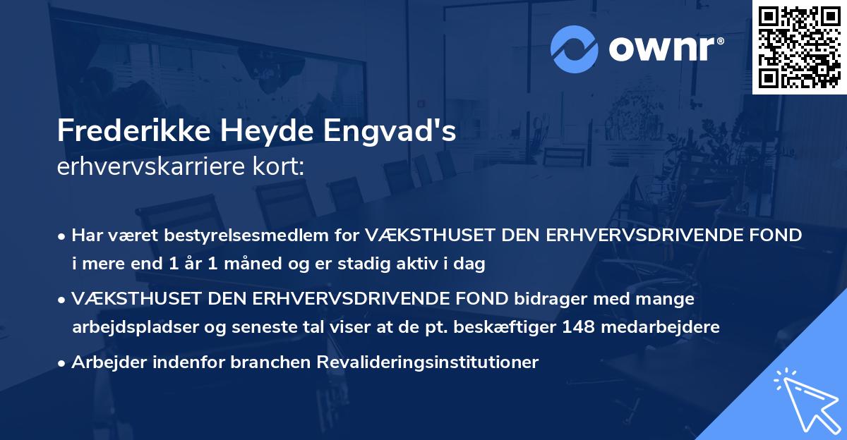 Frederikke Heyde Engvad's erhvervskarriere kort