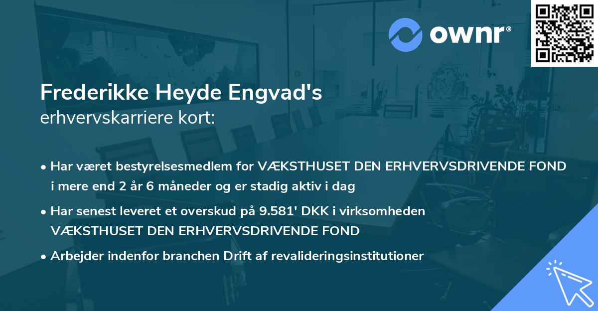 Frederikke Heyde Engvad's erhvervskarriere kort