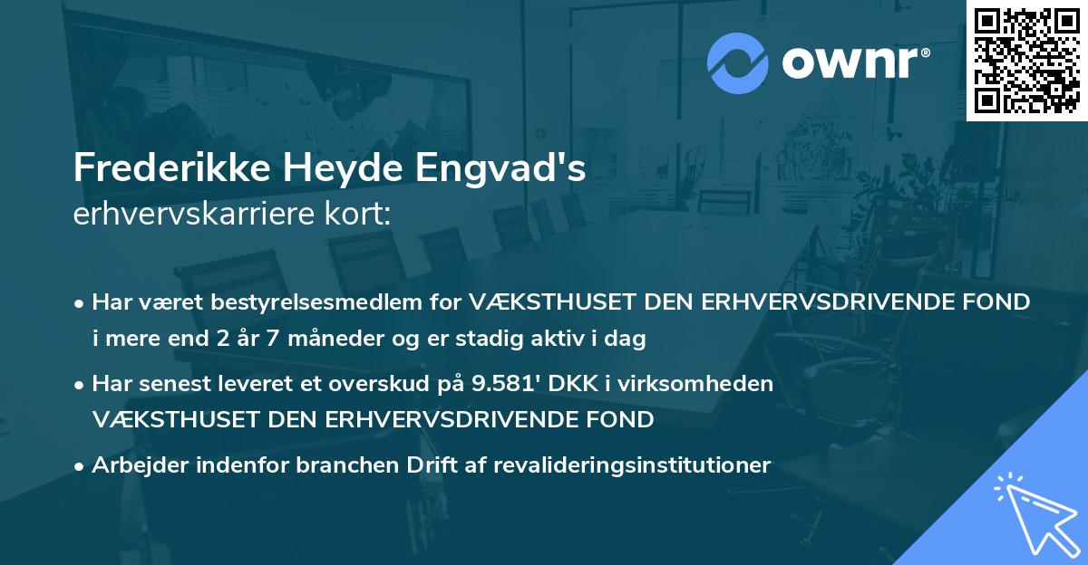 Frederikke Heyde Engvad's erhvervskarriere kort