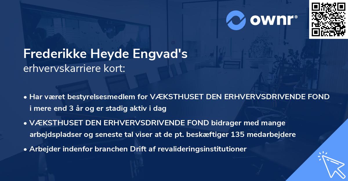 Frederikke Heyde Engvad's erhvervskarriere kort