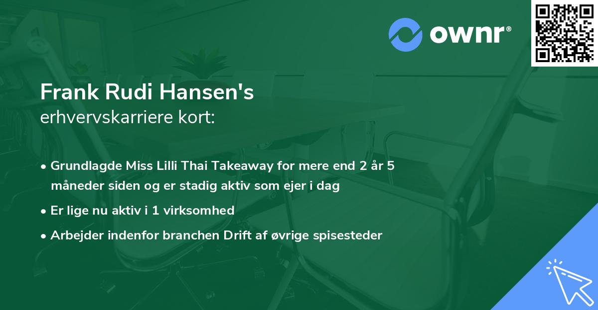 Frank Rudi Hansen's erhvervskarriere kort