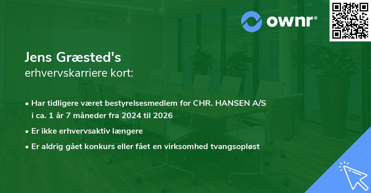 Jens Græsted's erhvervskarriere kort