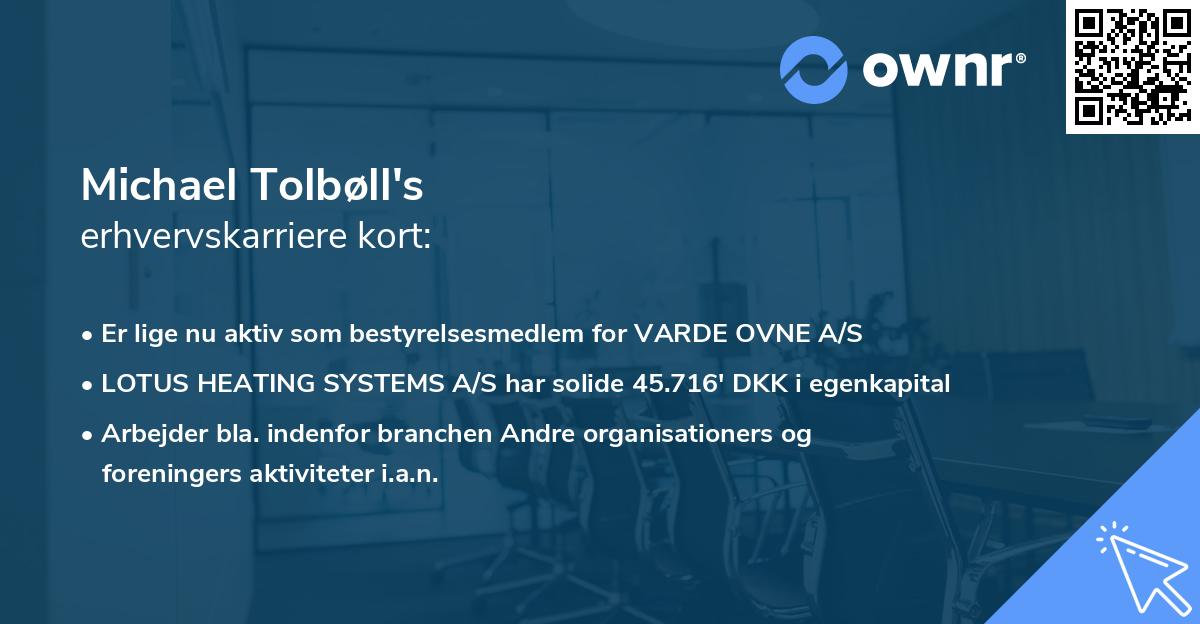 Michael Tolbøll's erhvervskarriere kort