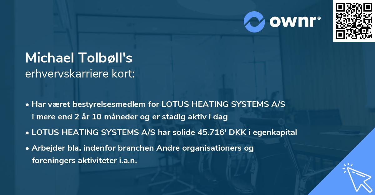 Michael Tolbøll's erhvervskarriere kort