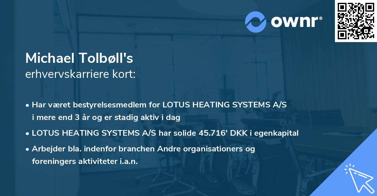 Michael Tolbøll's erhvervskarriere kort