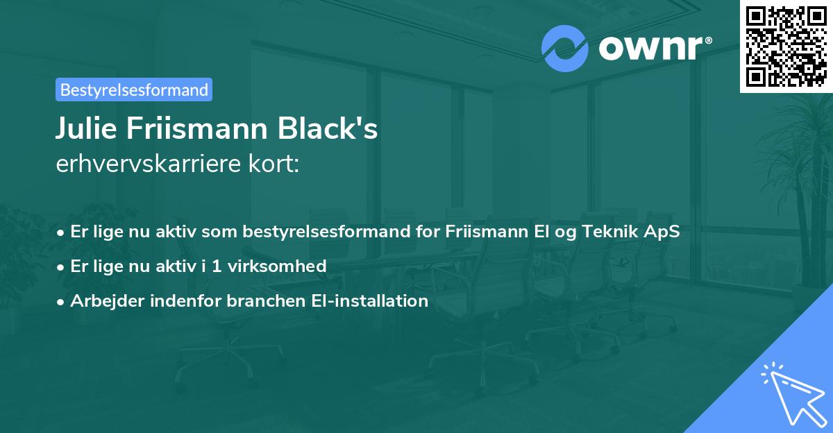 Julie Friismann Black's erhvervskarriere kort