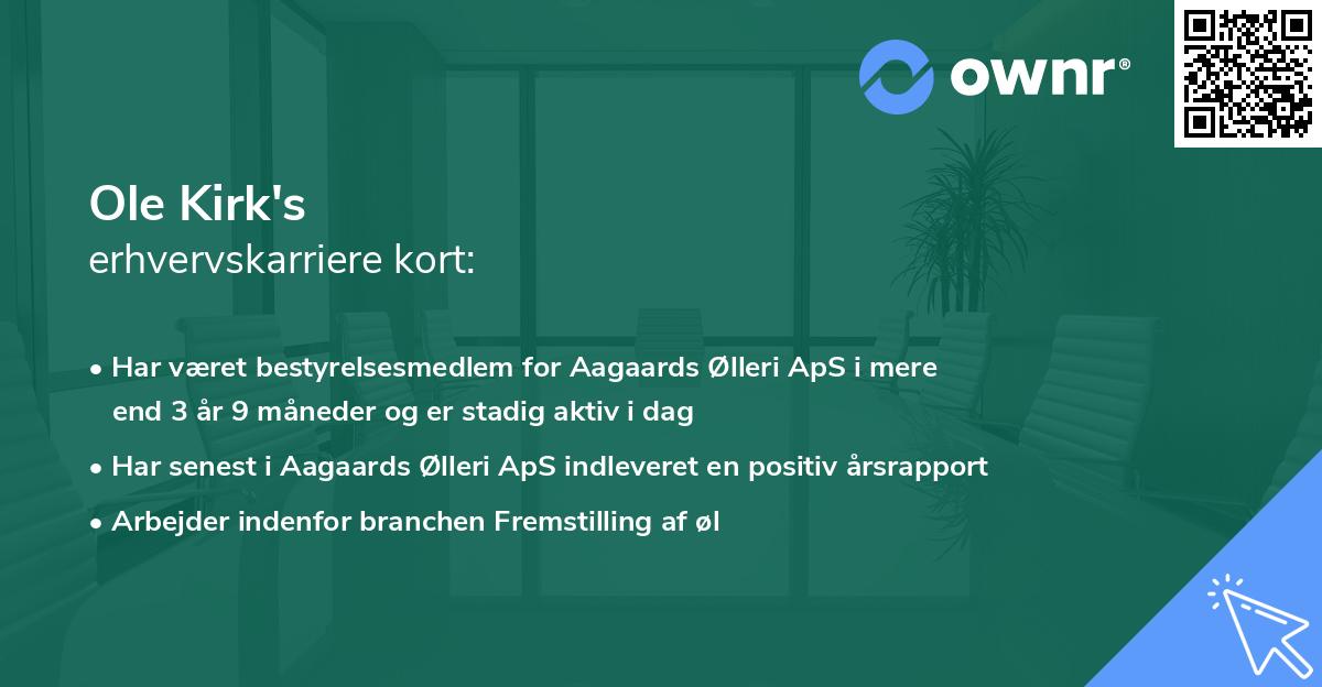 Ole Kirk's erhvervskarriere kort