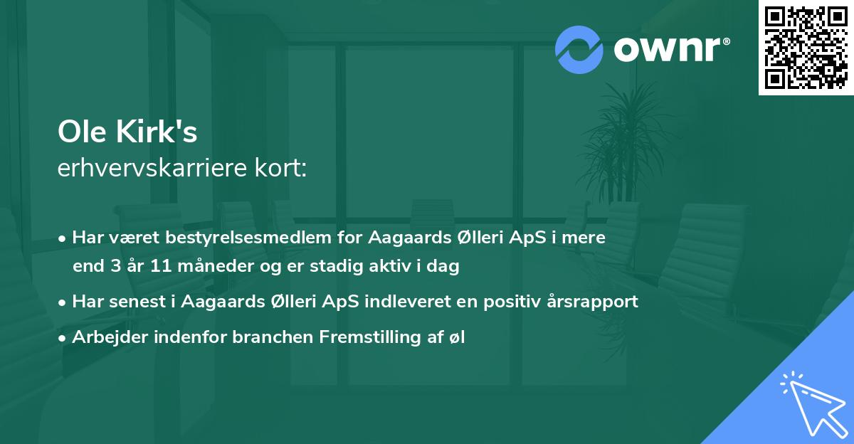 Ole Kirk's erhvervskarriere kort