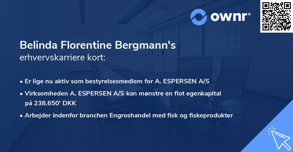Belinda Florentine Bergmann's erhvervskarriere kort