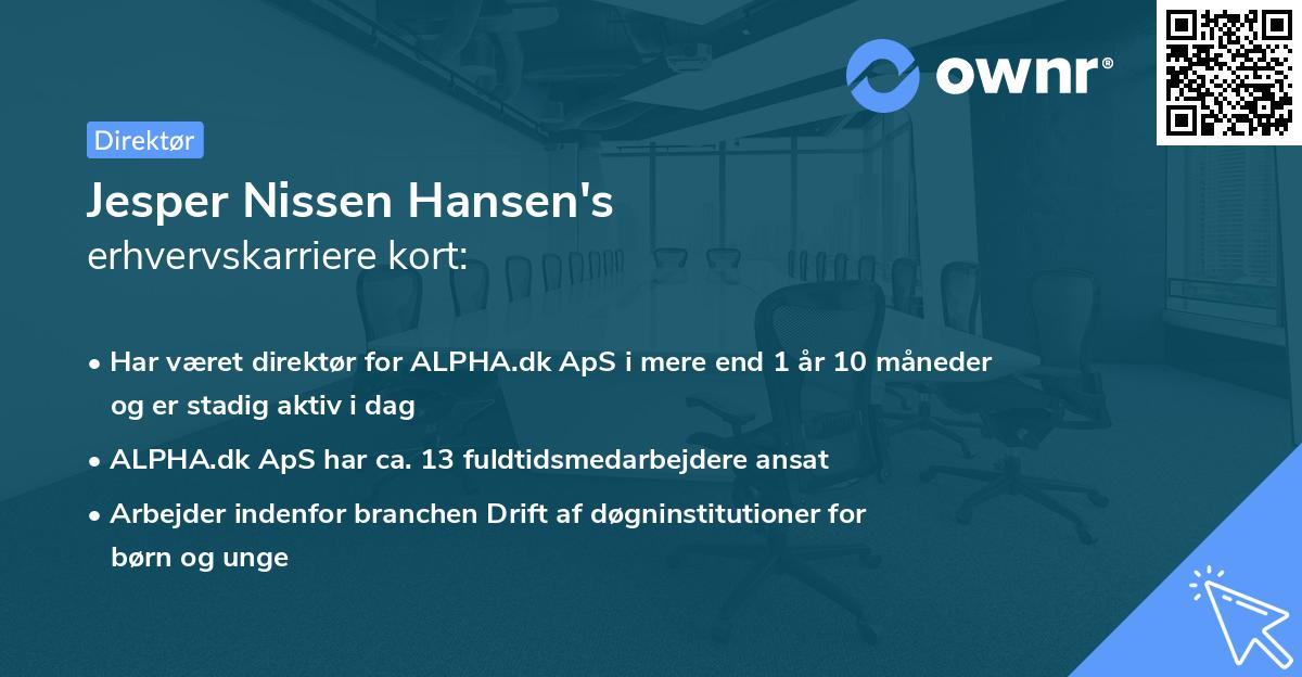 Jesper Nissen Hansen's erhvervskarriere kort