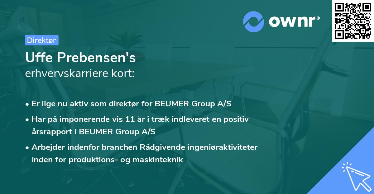 Uffe Prebensen's erhvervskarriere kort