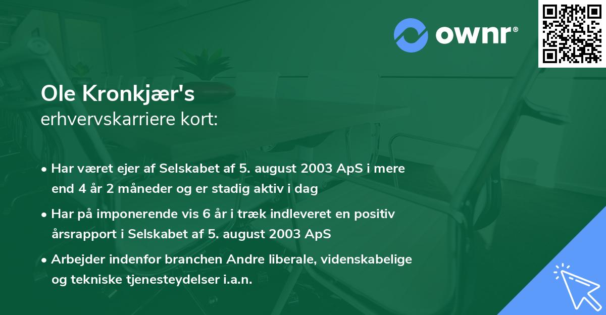Ole Kronkjær's erhvervskarriere kort