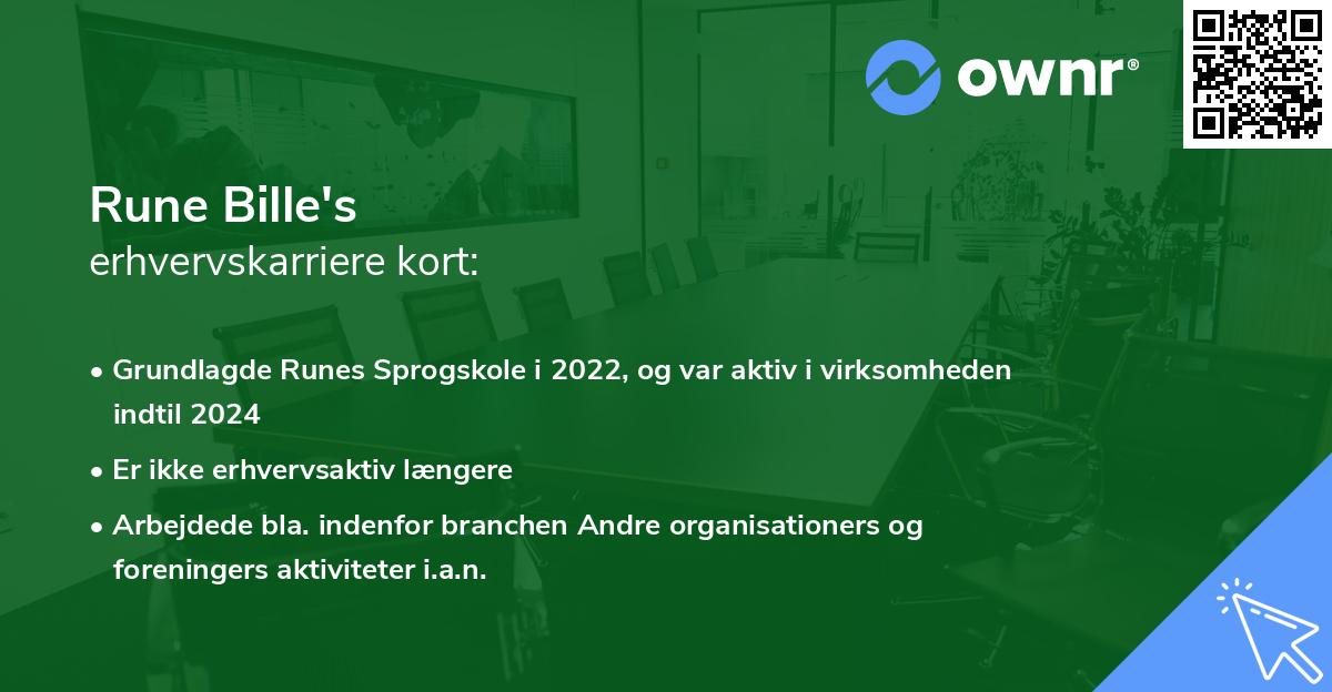 Rune Bille's erhvervskarriere kort