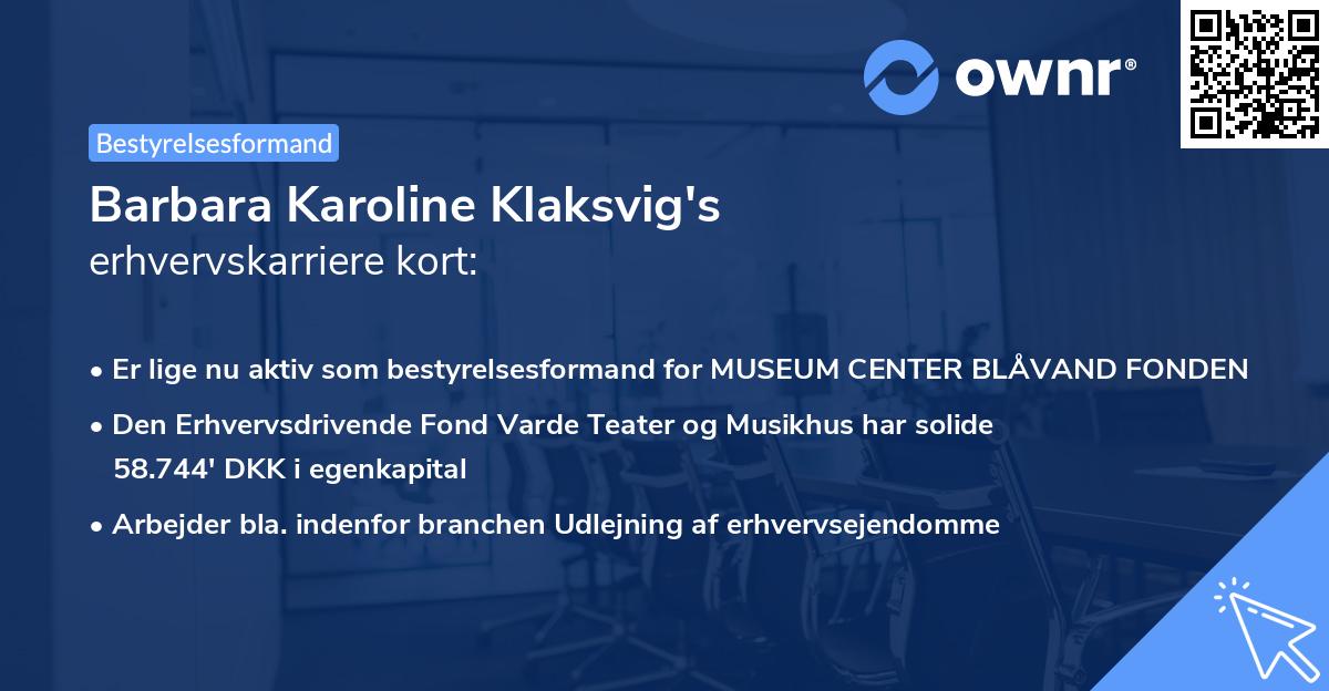 Barbara Karoline Klaksvig's erhvervskarriere kort