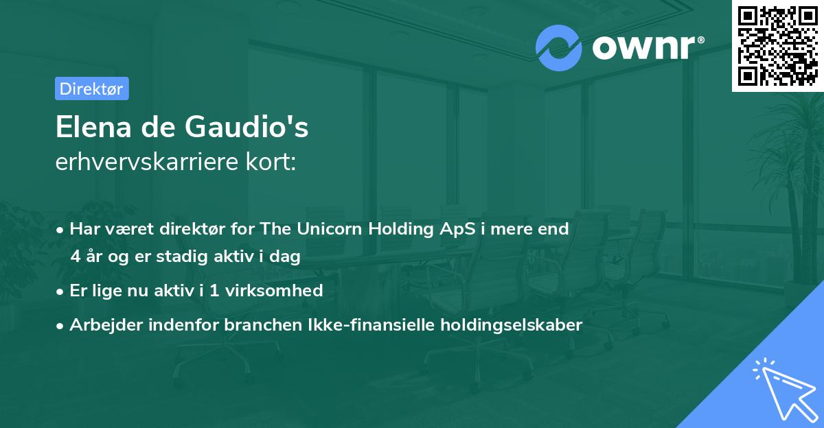 Elena de Gaudio's erhvervskarriere kort