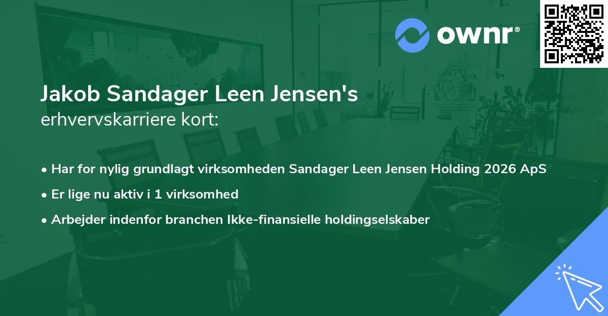 Jakob Sandager Leen Jensen's erhvervskarriere kort
